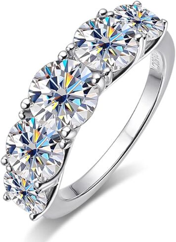 5 حلقات الحجر مويسانيت للنساء ، 3.6Ct D Color VVS1 مختبر خاتم الماس ، S925 STERLING SILD in Kuwait