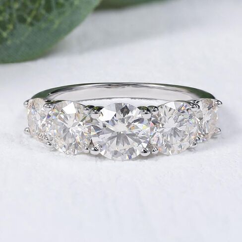 5 حلقات الحجر مويسانيت للنساء ، 3.6Ct D Color VVS1 مختبر خاتم الماس ، S925 STERLING SILD in Kuwait