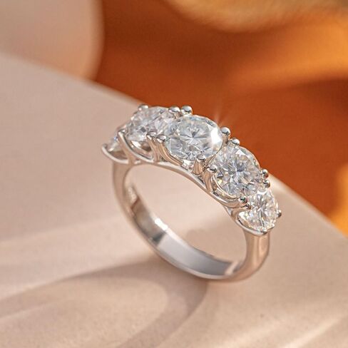 5 حلقات الحجر مويسانيت للنساء ، 3.6Ct D Color VVS1 مختبر خاتم الماس ، S925 STERLING SILD in Kuwait