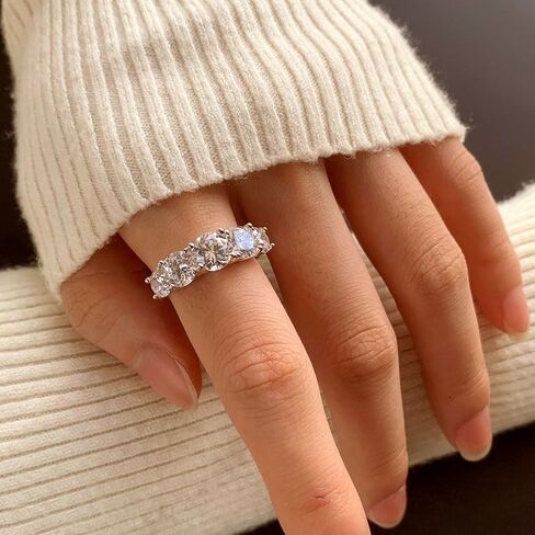 5 حلقات الحجر مويسانيت للنساء ، 3.6Ct D Color VVS1 مختبر خاتم الماس ، S925 STERLING SILD in Kuwait