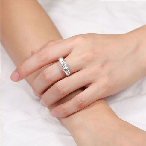 5 حلقات الحجر مويسانيت للنساء ، 3.6Ct D Color VVS1 مختبر خاتم الماس ، S925 STERLING SILD in Kuwait