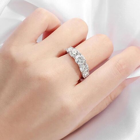 5 حلقات الحجر مويسانيت للنساء ، 3.6Ct D Color VVS1 مختبر خاتم الماس ، S925 STERLING SILD in Kuwait