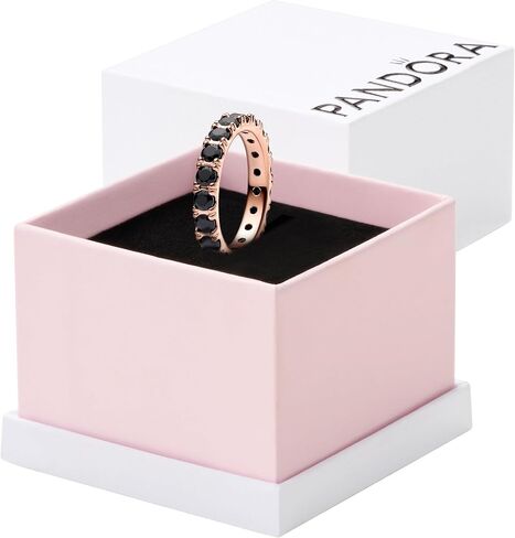 PANDORA Black Sparkling Row Eternity Ring - Rose Gold Ring for Women - Gift for Her Rose with Man-Made Crystal - With Gift Box in Saudi Arabia