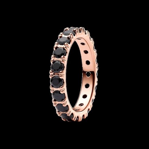 PANDORA Black Sparkling Row Eternity Ring - Rose Gold Ring for Women - Gift for Her Rose with Man-Made Crystal - With Gift Box in Saudi Arabia