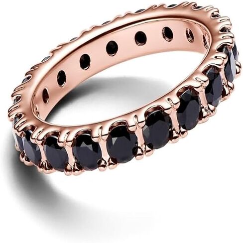 PANDORA Black Sparkling Row Eternity Ring - Rose Gold Ring for Women - Gift for Her Rose with Man-Made Crystal - With Gift Box in Saudi Arabia