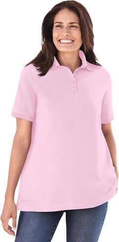 Woman Within Plus Size Perfect Short-Sleeve Polo Shirt in Kuwait