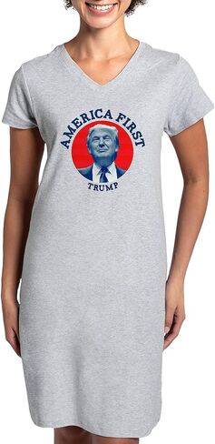 Cafepress America First Trump Nightshirt ، قميص Pajama الطويل الناعم ، Cotton PJS/Pajamas in Kuwait