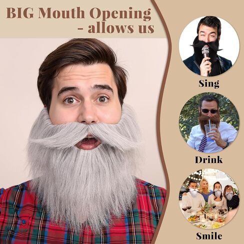 Honcloud Men's Realistic Fake Beard for Cosplay and Halloween Costume Party in Kuwait