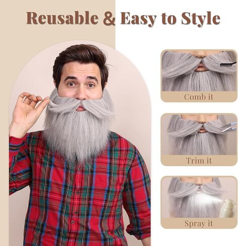 Honcloud Men's Realistic Fake Beard for Cosplay and Halloween Costume Party in Kuwait