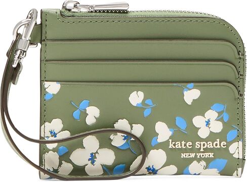 kate spade new york Devin Painterly Bouquet Embossed Smooth Leather Coin Card case Wristlet, Cedar Stand Multi in Saudi Arabia