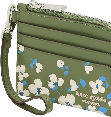 kate spade new york Devin Painterly Bouquet Embossed Smooth Leather Coin Card case Wristlet, Cedar Stand Multi in Saudi Arabia