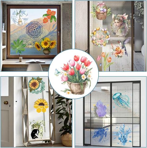 GORGECRAFT 4 Styles Sea Life Window Decal 6.3x6.3 Inch Ocean Animal Creatures Seaturtle Static Decal Sticker Glass Cling Anti-Collision Alert Decals for Prevent Stop Birds Dogs Pets Strikes in Saudi Arabia