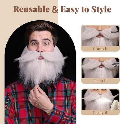Honcloud Men's Realistic Fake Beard for Cosplay and Halloween Costume Party in Kuwait