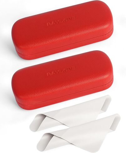 RayLove Glasses Case Hard Shell Eyeglass Case with Cleaning Cloth, PU Leather Protective Eye Glass Cases Fits Most Sunglasses in Kuwait