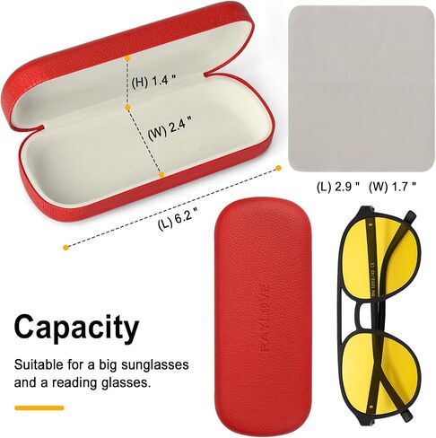 RayLove Glasses Case Hard Shell Eyeglass Case with Cleaning Cloth, PU Leather Protective Eye Glass Cases Fits Most Sunglasses in Kuwait
