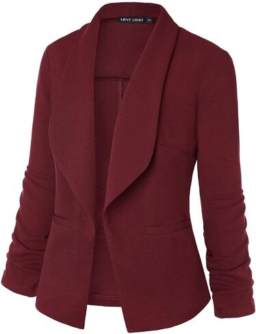 Unifizz Womens Open Front Blazers Casual Business Work Office Shawl Collar 3/4 Sleeve Pocket Jacket #Purple - Size 2XL# in Saudi Arabia