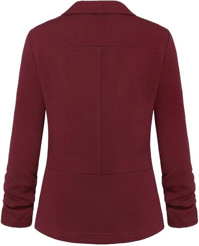 Unifizz Womens Open Front Blazers Casual Business Work Office Shawl Collar 3/4 Sleeve Pocket Jacket #Purple - Size 2XL# in Saudi Arabia