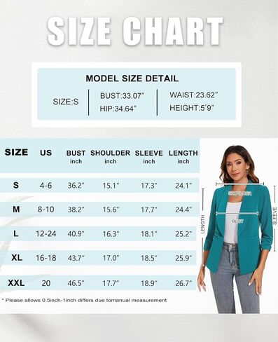Unifizz Womens Open Front Blazers Casual Business Work Office Shawl Collar 3/4 Sleeve Pocket Jacket #Purple - Size 2XL# in Saudi Arabia