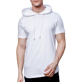 Klizzer Short Sleeve Hoodies for Men - 100% Cotton Hoodie - Hooded T Shirts for Men - Lightweight Men, playeras con Gorro para Hombre, Men's Athletic Hoodies, Short Sleeve, Denim L in Kuwait