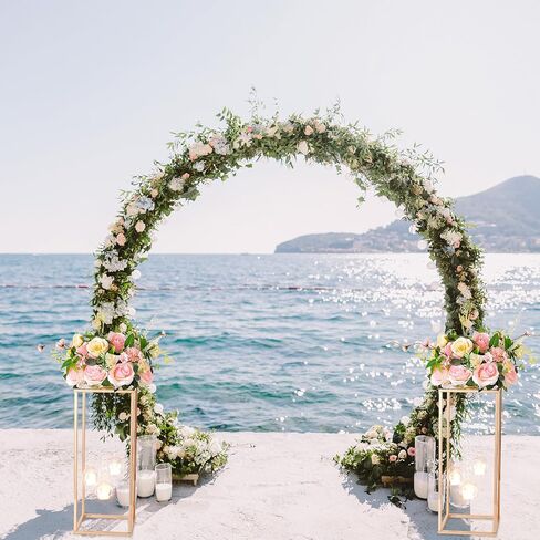 Yerliker 6 Sets 20'' Tall Wedding Centerpieces Decoration Flower Vase Clear Acrylic Flowers Stand with Hanging Glass Tealight Holder Globe, Crystal Garland Strands and Self Adhesive Hooks in Saudi Arabia