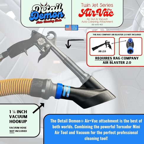 Detail Demon Air+Vac Auto Detailing Attachment Compatible with The Rag Company Air Blaster 2.0, Muti-Functional Air and Vacuum Attachment for Interior Car Detailing in Saudi Arabia