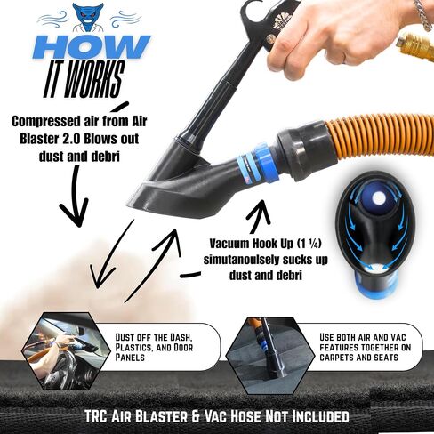 Detail Demon Air+Vac Auto Detailing Attachment Compatible with The Rag Company Air Blaster 2.0, Muti-Functional Air and Vacuum Attachment for Interior Car Detailing in Saudi Arabia