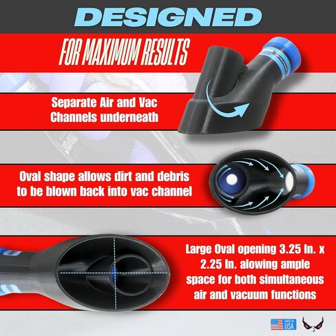 Detail Demon Air+Vac Auto Detailing Attachment Compatible with The Rag Company Air Blaster 2.0, Muti-Functional Air and Vacuum Attachment for Interior Car Detailing in Saudi Arabia