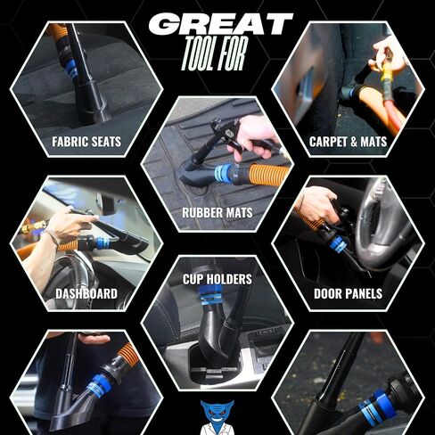 Detail Demon Air+Vac Auto Detailing Attachment Compatible with The Rag Company Air Blaster 2.0, Muti-Functional Air and Vacuum Attachment for Interior Car Detailing in Saudi Arabia