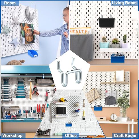Tandefio 50 Pcs Metal Pegboard Hooks Slatwall U Hook Heavy Duty Peg Board Bins Hooks Bulk for Hanging Tools 1/8 Inch and 1/4 Inch Pegboard or Slatwall Retail Shops Garage Workshop Craft Rooms in Saudi Arabia