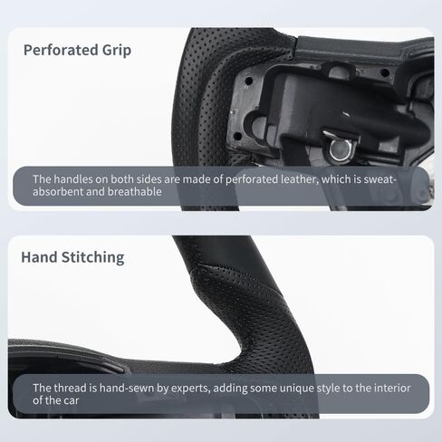 عجلة القيادة الجلدية الكاملة ، عجلة القيادة الجلدية المثقبة على شكل D تناسب F150 2015-2020 (بدون إصدار مجداف) in Kuwait