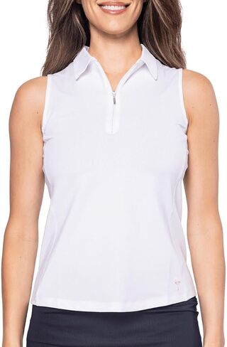GOLFTINI Women's Zip Golf Polo - Sleeveless, Lightweight, Moisture-Wicking, UPF, 4-Way Stretch for Sports in Saudi Arabia