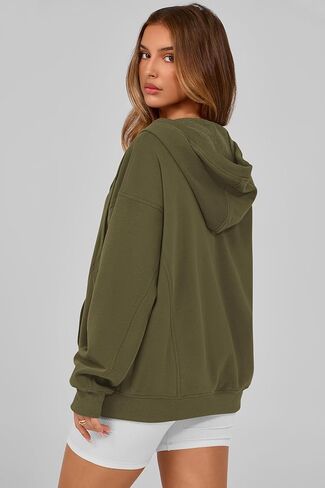 MASCOMODA Women Zip Up Hoodie Trendy Oversized Sweatshirt Casual Long Sleeve Fleece Jacket Fall Winter Clothes with Pockets in Kuwait