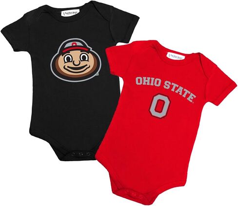 Two Feet Ahead Ohio State Buckeyes 2 Pack Baby Bodysuit Creeper Newborn Infants مرخص رسميًا (أوهايو ستيت باكيز، 6 أشهر) in Kuwait