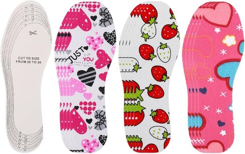 3 Pairs Shoe Insoles for Kids, Memory Sponge Shoe Inserts Trim to Fit Inserts, Replacement Multi-Colored Cushioning Insoles for Children and Toddler Spring Summer in Saudi Arabia