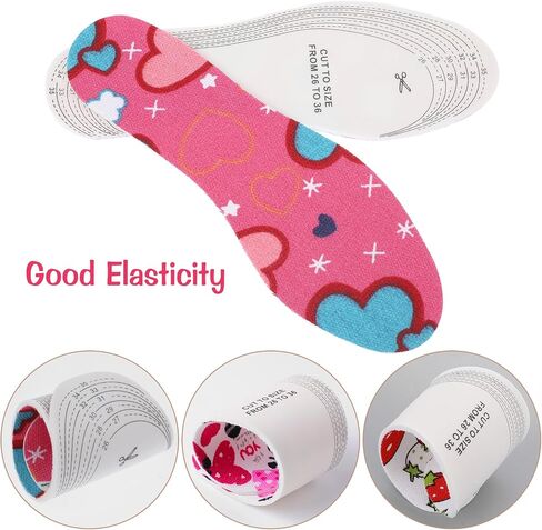 3 Pairs Shoe Insoles for Kids, Memory Sponge Shoe Inserts Trim to Fit Inserts, Replacement Multi-Colored Cushioning Insoles for Children and Toddler Spring Summer in Saudi Arabia