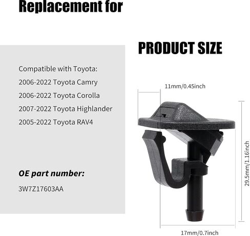HiSport Windshield Sprinkler Wiper Nozzle - Compatible with 2002-2012 Jeep Wrangler 2002-2006 Jeep TJ - Replace 55156728AB in Saudi Arabia