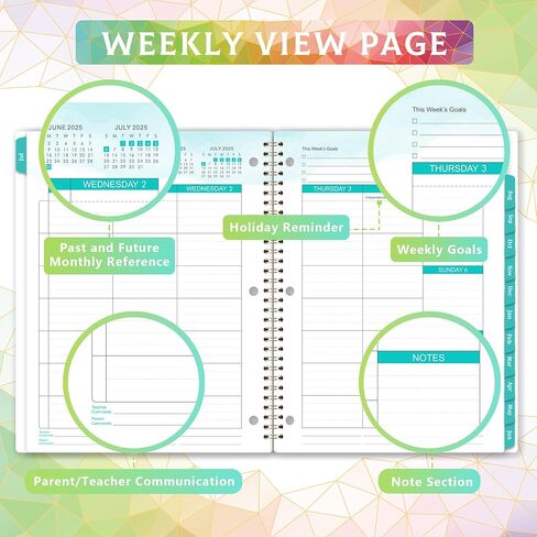 Student Planner 2025-2026 - July 2025 - June 2026, Weekly & Monthly planner for Students 11"x 8.3", Flexible Cover, Strong Golden Binding, Printed Tabs, with Stickers in Saudi Arabia