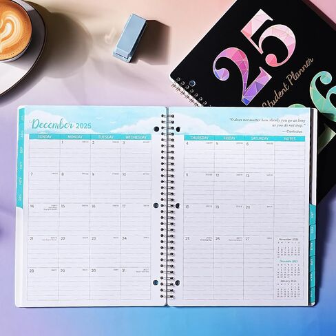 Student Planner 2025-2026 - July 2025 - June 2026, Weekly & Monthly planner for Students 11"x 8.3", Flexible Cover, Strong Golden Binding, Printed Tabs, with Stickers in Saudi Arabia