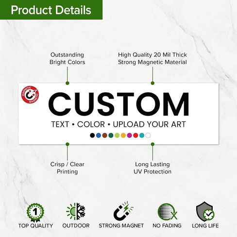 Custom Magnetic Bumper Sticker, Personalized Text and Logo for Cars, Fridge, Business Personal Use and Advertising Sign, 10x3 Inches, Magnet. USA Made by My Sign Center in Kuwait