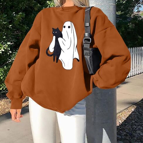 UNIQUEONE Halloween Sweatshirts for Women Halloween Shirts: Oversized in My Spooky Era Sweatshirt Ghost Crewneck Pullover in Kuwait
