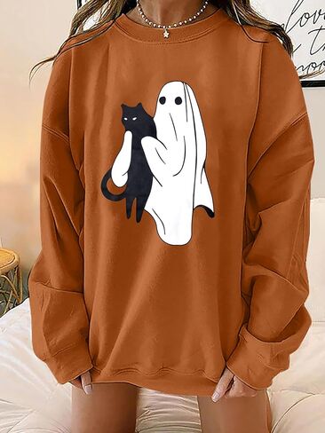 UNIQUEONE Halloween Sweatshirts for Women Halloween Shirts: Oversized in My Spooky Era Sweatshirt Ghost Crewneck Pullover in Kuwait
