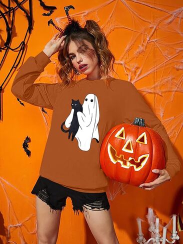 UNIQUEONE Halloween Sweatshirts for Women Halloween Shirts: Oversized in My Spooky Era Sweatshirt Ghost Crewneck Pullover in Kuwait