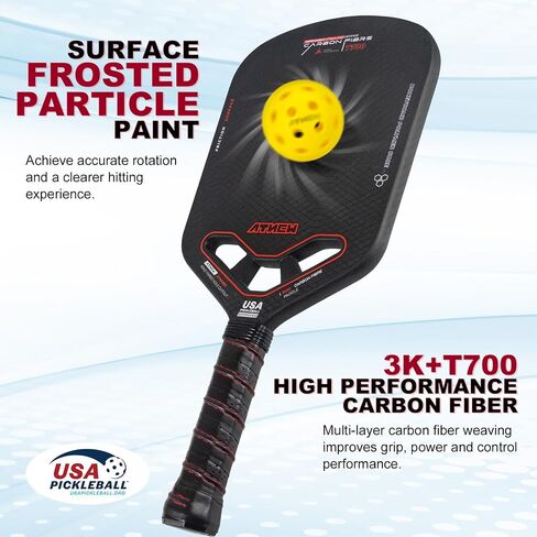 Edgeless Pickleball Paddle,T700 3K Carbon Fiber Picklebll Paddle,16MM Thermoformed Pickleball Paddle with Three Holes,Unique Hollow Design for Excellent Power and Control in Saudi Arabia