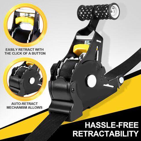 Retractable Ratchet Straps,1" x 10' Heavy Duty Ratchet Straps Self Retractable Tie Down Straps with Soft Loops for Motorcycle, Truck,Trailer(4-Pack) in Saudi Arabia