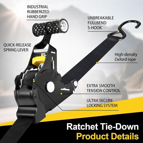 Retractable Ratchet Straps,1" x 10' Heavy Duty Ratchet Straps Self Retractable Tie Down Straps with Soft Loops for Motorcycle, Truck,Trailer(4-Pack) in Saudi Arabia