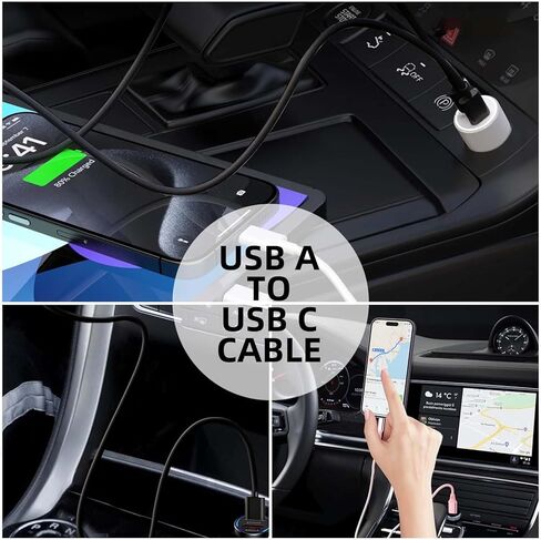 3 Pack Car Carplay Cable for iPhone 15 USB A to USB C Cable for iPhone 15 Pro Max 15 Plus for Carplay Cord, iPad 4C USB C Cable 10th Gen iPad Pro iPad Air 5th 4th Mini 6th Gen Car Charger Cable Cord in Saudi Arabia