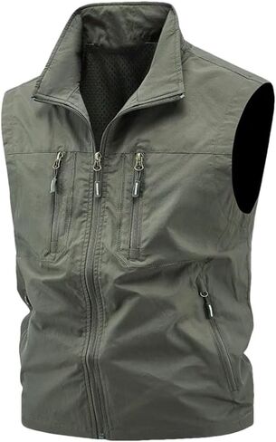 Niiyyjj Men's Outdoor Fishing Vest Large Size Sleeveless Waistcoat With Zipper Casual Sports Jacket Multi-Pocket in Saudi Arabia