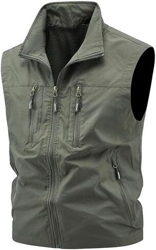 Niiyyjj Men's Outdoor Fishing Vest Large Size Sleeveless Waistcoat With Zipper Casual Sports Jacket Multi-Pocket in Saudi Arabia