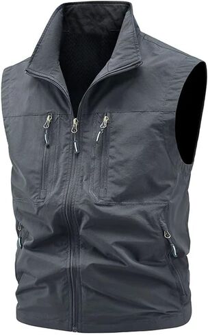 Niiyyjj Men's Outdoor Fishing Vest Large Size Sleeveless Waistcoat With Zipper Casual Sports Jacket Multi-Pocket in Saudi Arabia