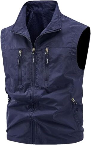 Niiyyjj Men's Outdoor Fishing Vest Large Size Sleeveless Waistcoat With Zipper Casual Sports Jacket Multi-Pocket in Saudi Arabia